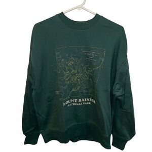Mount Rainier National Park Green Crew Neck Sweatshirt